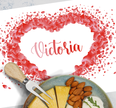 Individuales para mesa con nombre Pétalos formando corazón con no - TenVinilo