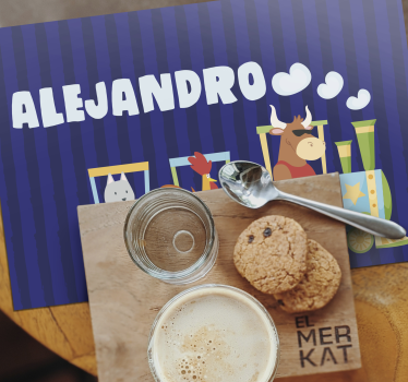 Individuales para mesa con nombre Tren para niños - TenVinilo