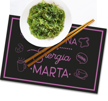 Mantel individual con nombre desayuno enérgico - TenVinilo