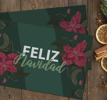 Mantel individual feliz navidad flores rojas - TenVinilo
