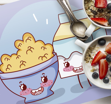 Mantel individual niños Lindo desayuno de cereales y leche - TenVinilo