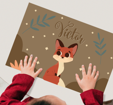 Mantel individual niños Lindo zorro para niño con nombre - TenVinilo