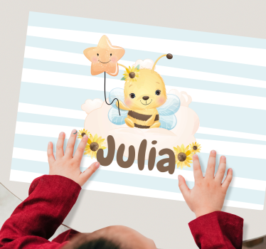 Mantel individual niños Lindos animales abeja con nombre - TenVinilo