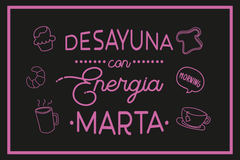 Mantel individual con nombre desayuno enérgico - TenVinilo