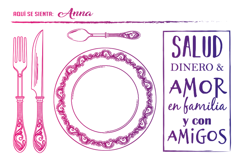 Manteles individuales con nombre Dinero y salud - TenVinilo