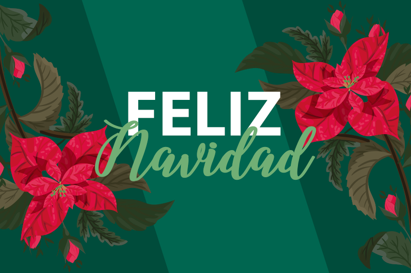 Mantel individual feliz navidad flores rojas - TenVinilo