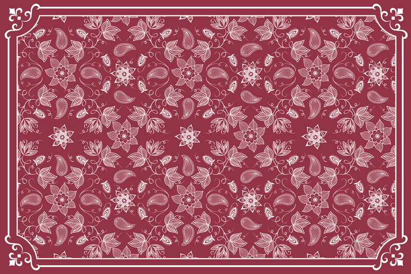 Mantel individual floral paisley color rojo - TenVinilo