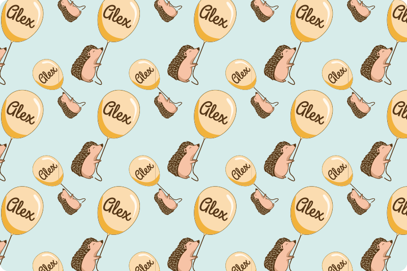 Individual de mesa infantil erizo con globos con nombre - TenVinilo