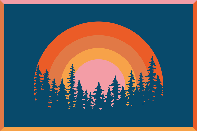 Individual mesa original paisaje arcoíris vibrante - TenVinilo