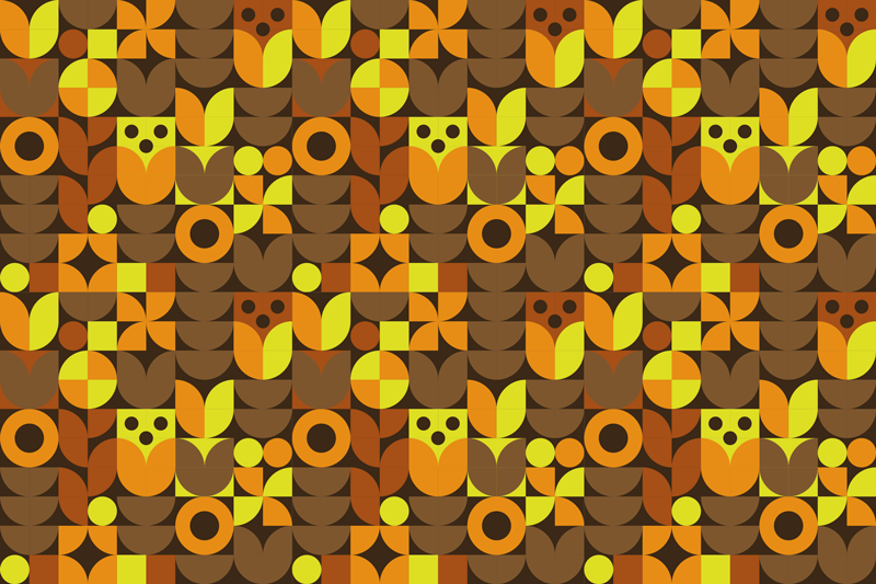 Mantel individual con búhos estilo de los 70 - TenVinilo