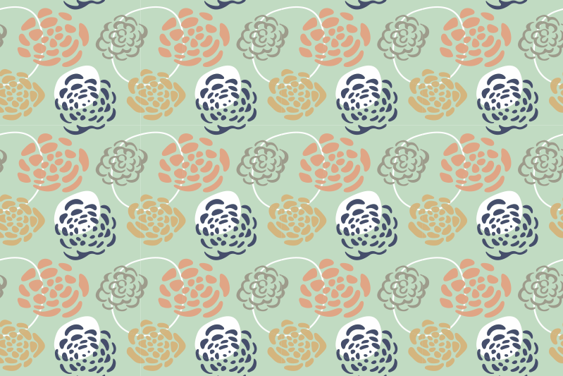 Mantel individual original Flores de colores fondo verde - TenVinilo