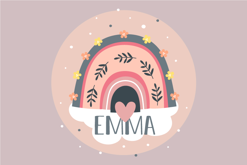 Manteles individuales con nombre y Arcoiris - TenVinilo