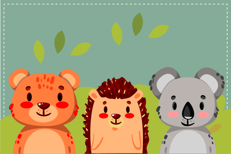 Mantel individual infantil Colección de tarjetas de animales salv - TenVinilo