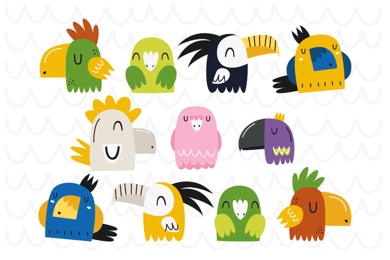 Individual de mesa infantil cabezas de pájaros coloridos - TenVinilo