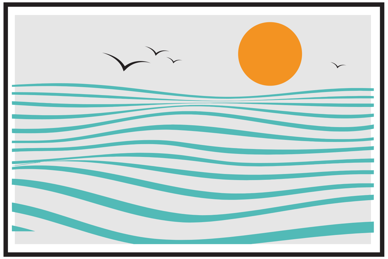 Individual mesa moderno diseño de olas estilizadas - TenVinilo