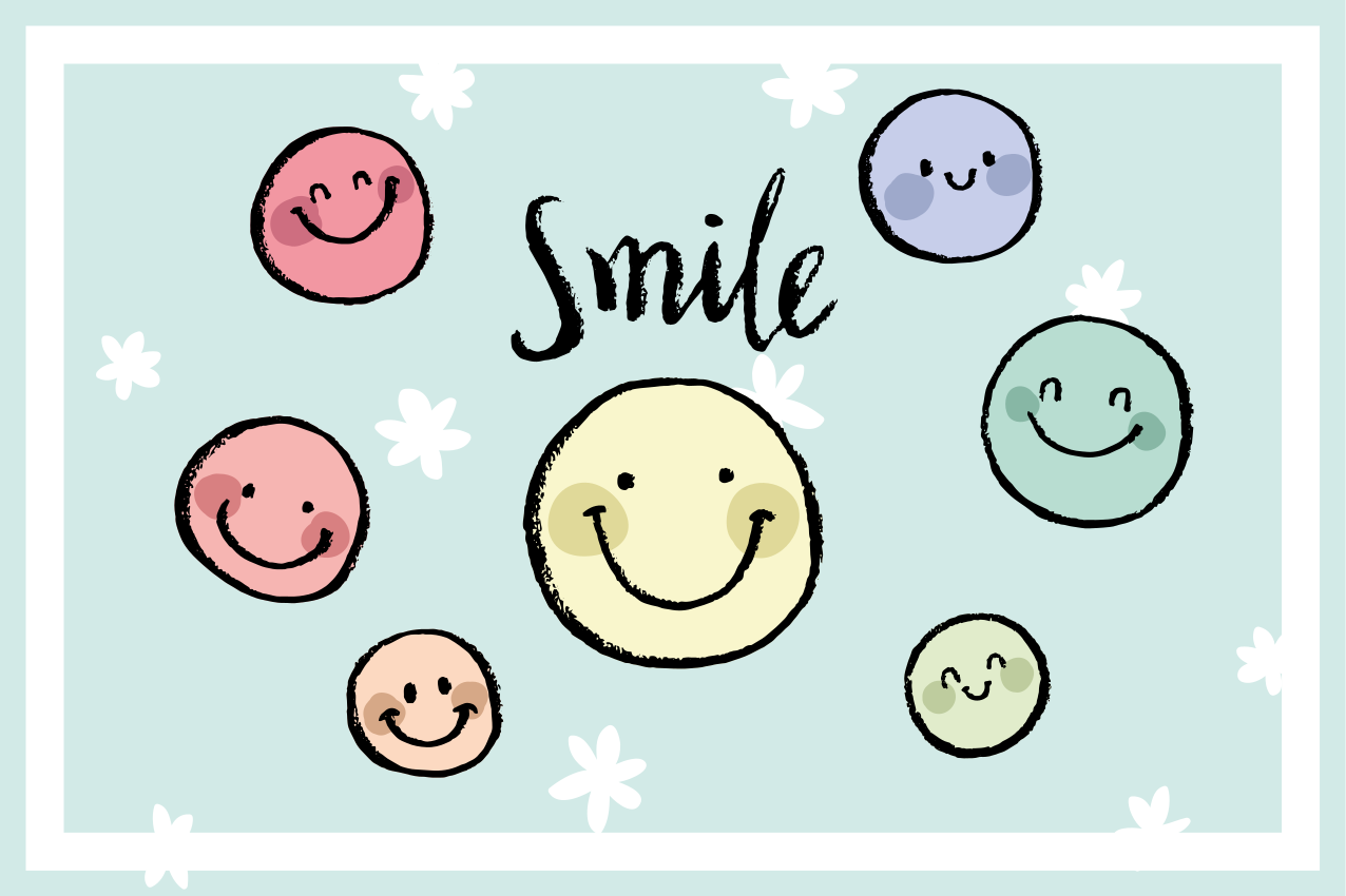 Mantel individual original Emoticonos de sonrisa de color crayón - TenVinilo