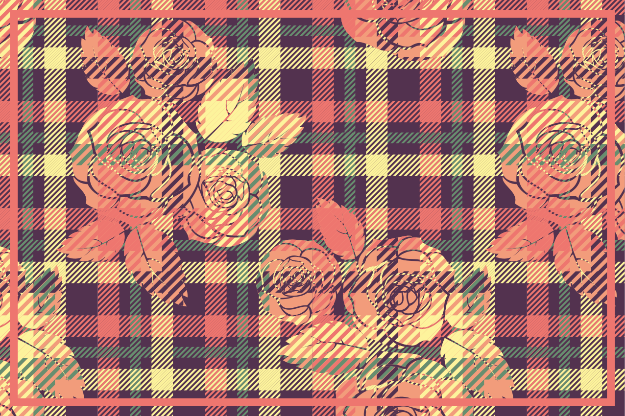 Individual de mesa patrón diseño de cuadrícula botánica - TenVinilo