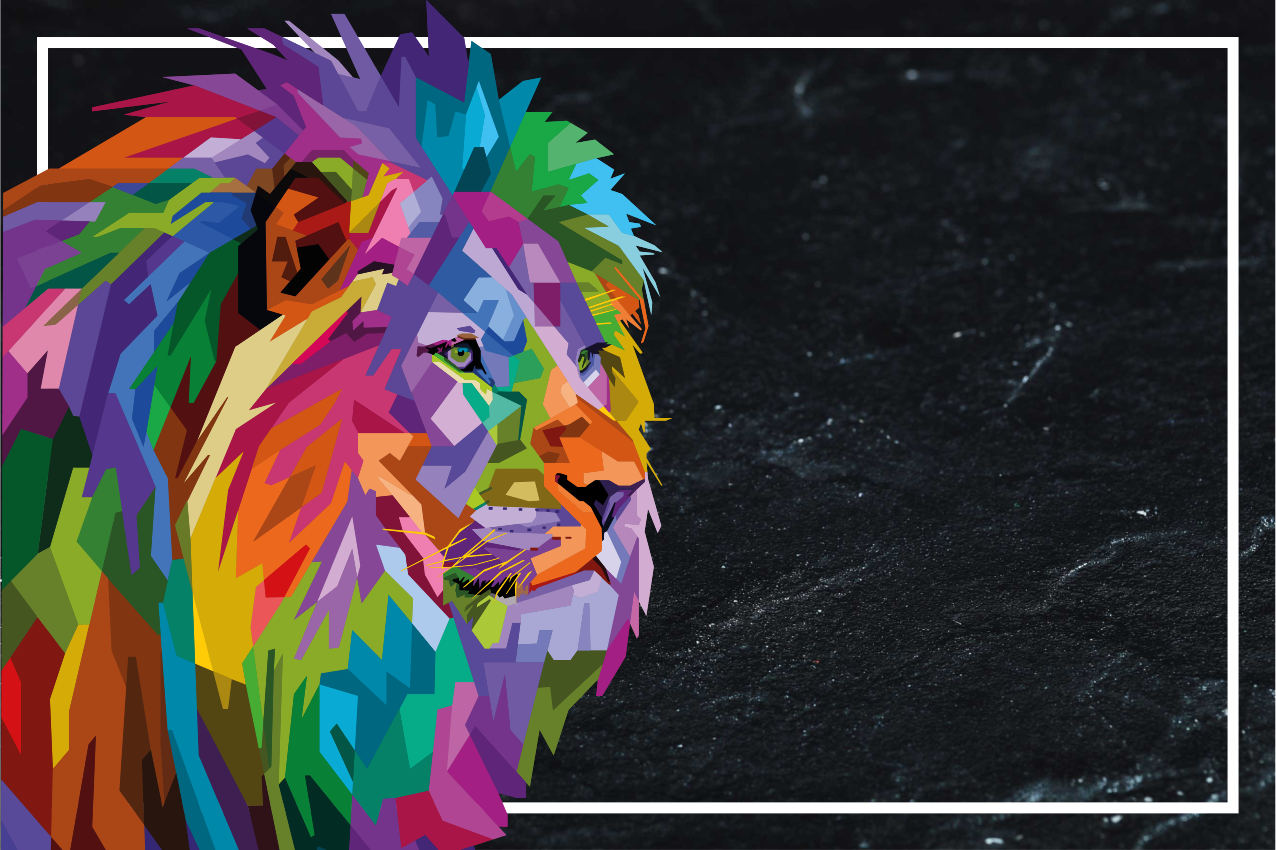 Individual mesa original cara de león colorida - TenVinilo