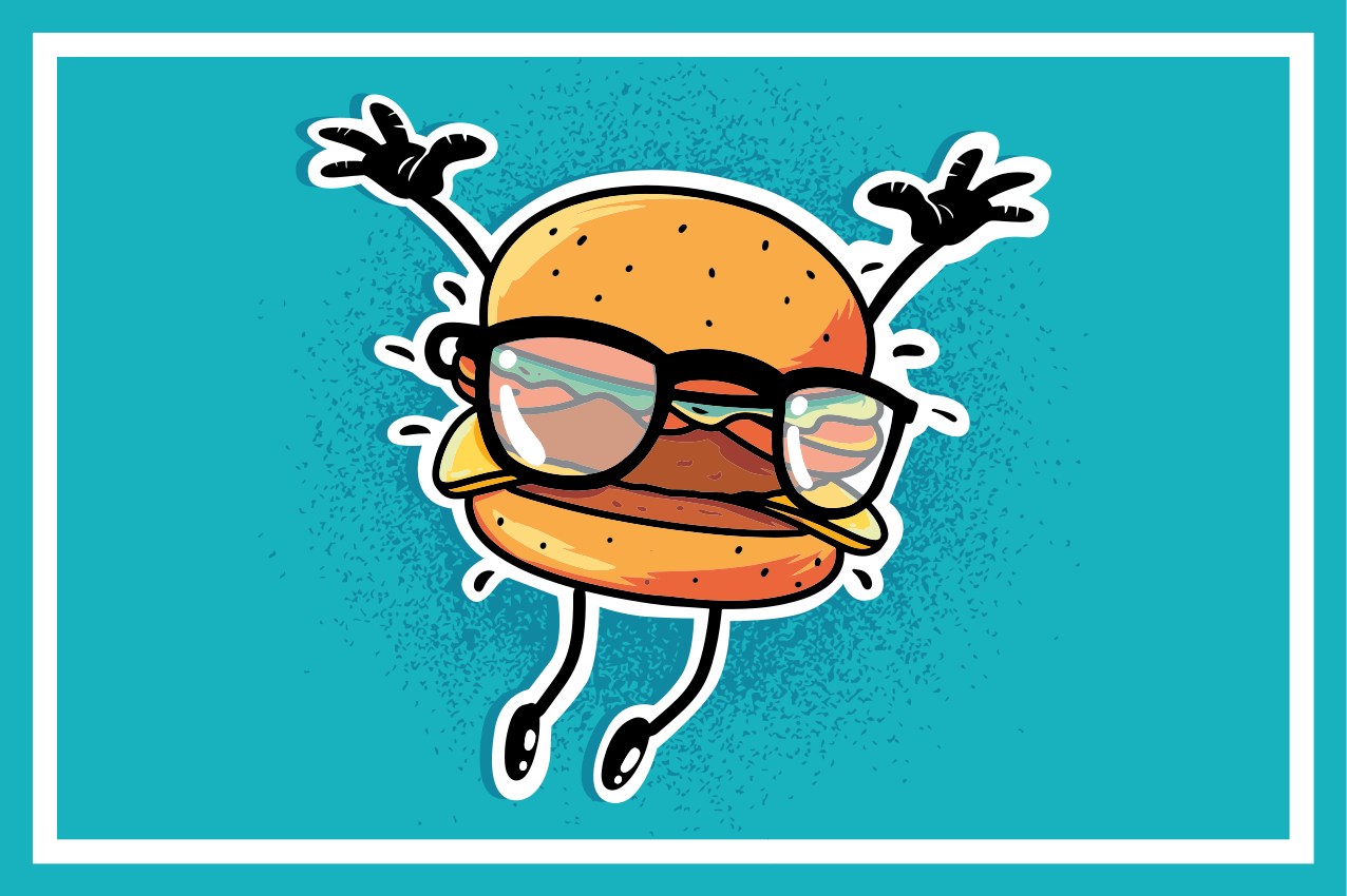 Individual de mesa infantil personaje hamburguesa saltarín - TenVinilo