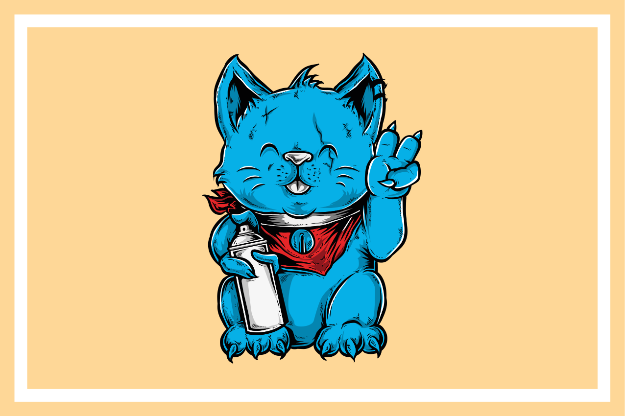 Individual de mesa infantil gato azul alegre - TenVinilo
