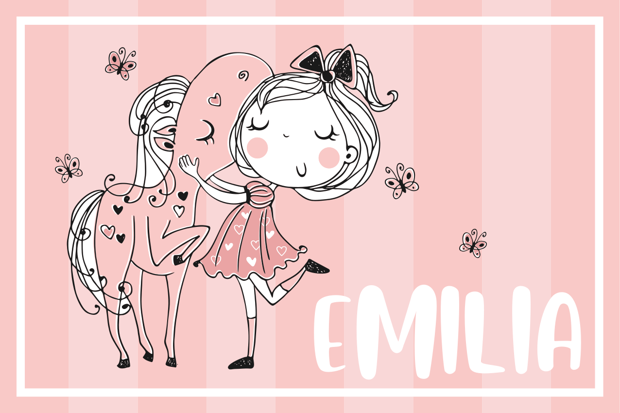 Mantel individual infantil Princesa con un vestido rosa - TenVinilo