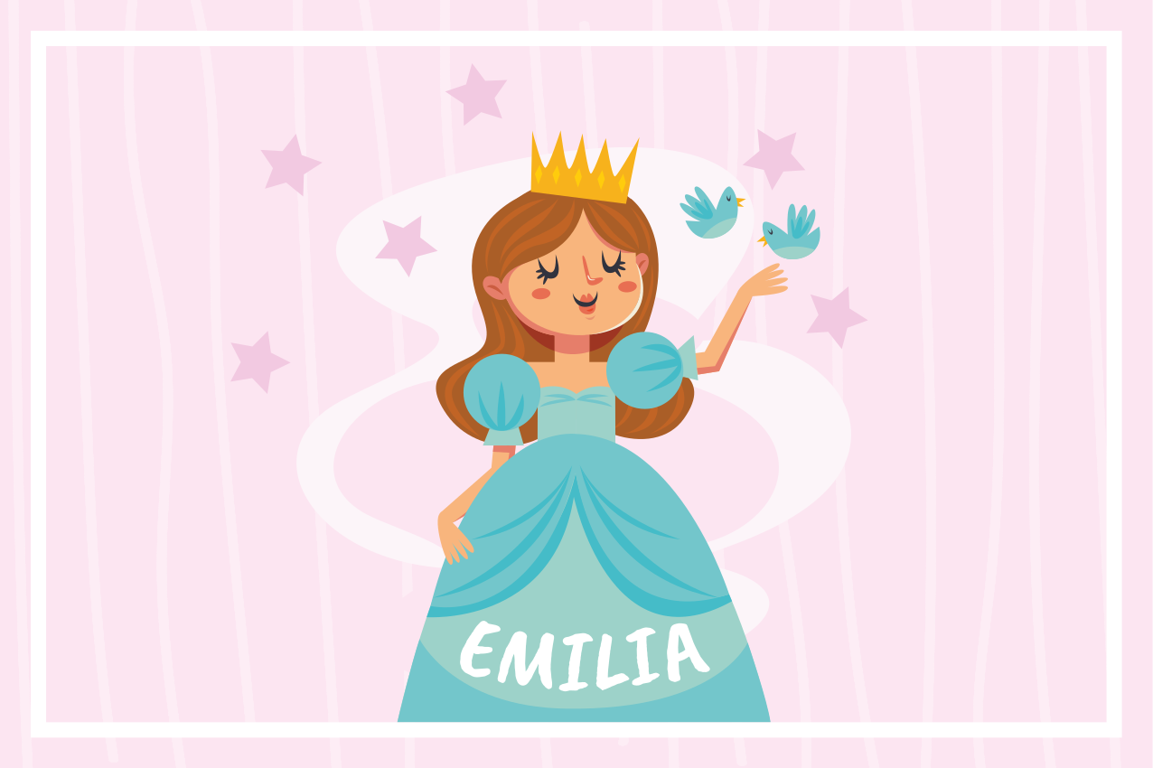 Individual de mesa infantil ilustración de princesa - TenVinilo