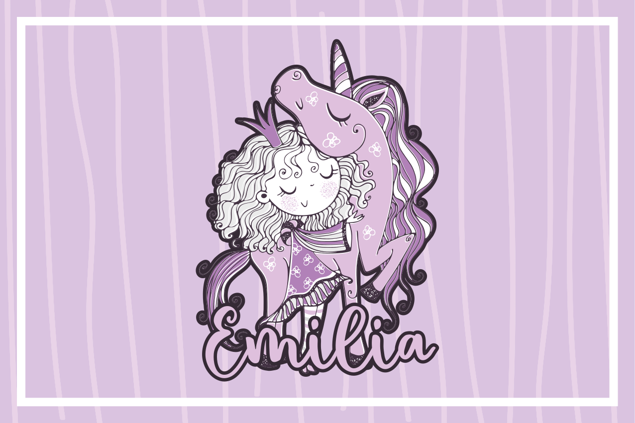 Individual de mesa infantil abrazo de unicornio lindo - TenVinilo