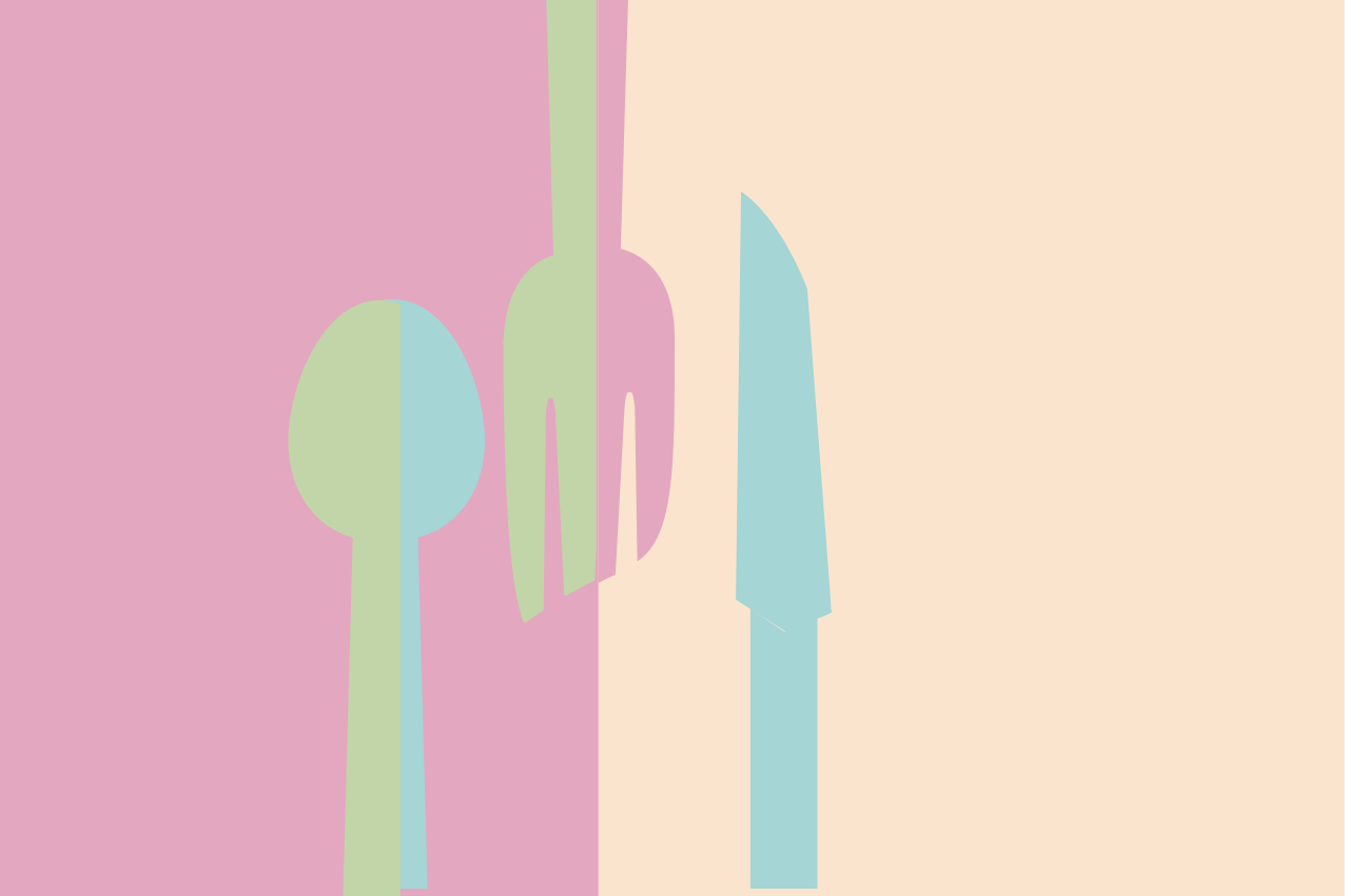 Mantel individual moderno Utensilios de colores pastel - TenVinilo