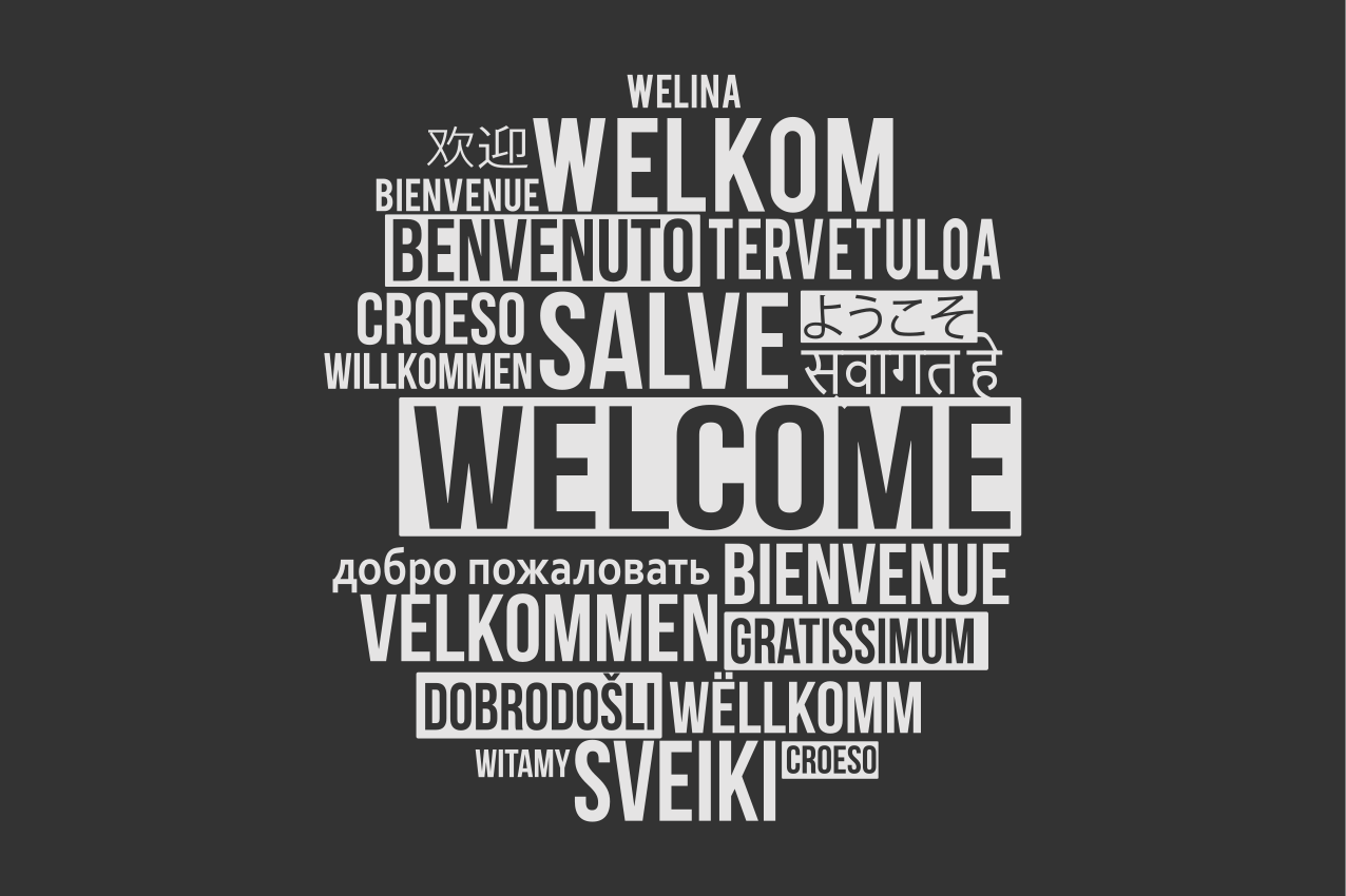 Individual de mesa frase bienvenida diseño multilingüe - TenVinilo