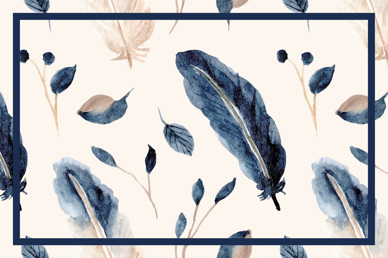 Mantel individual elegante Hojas y plumas voladoras - TenVinilo