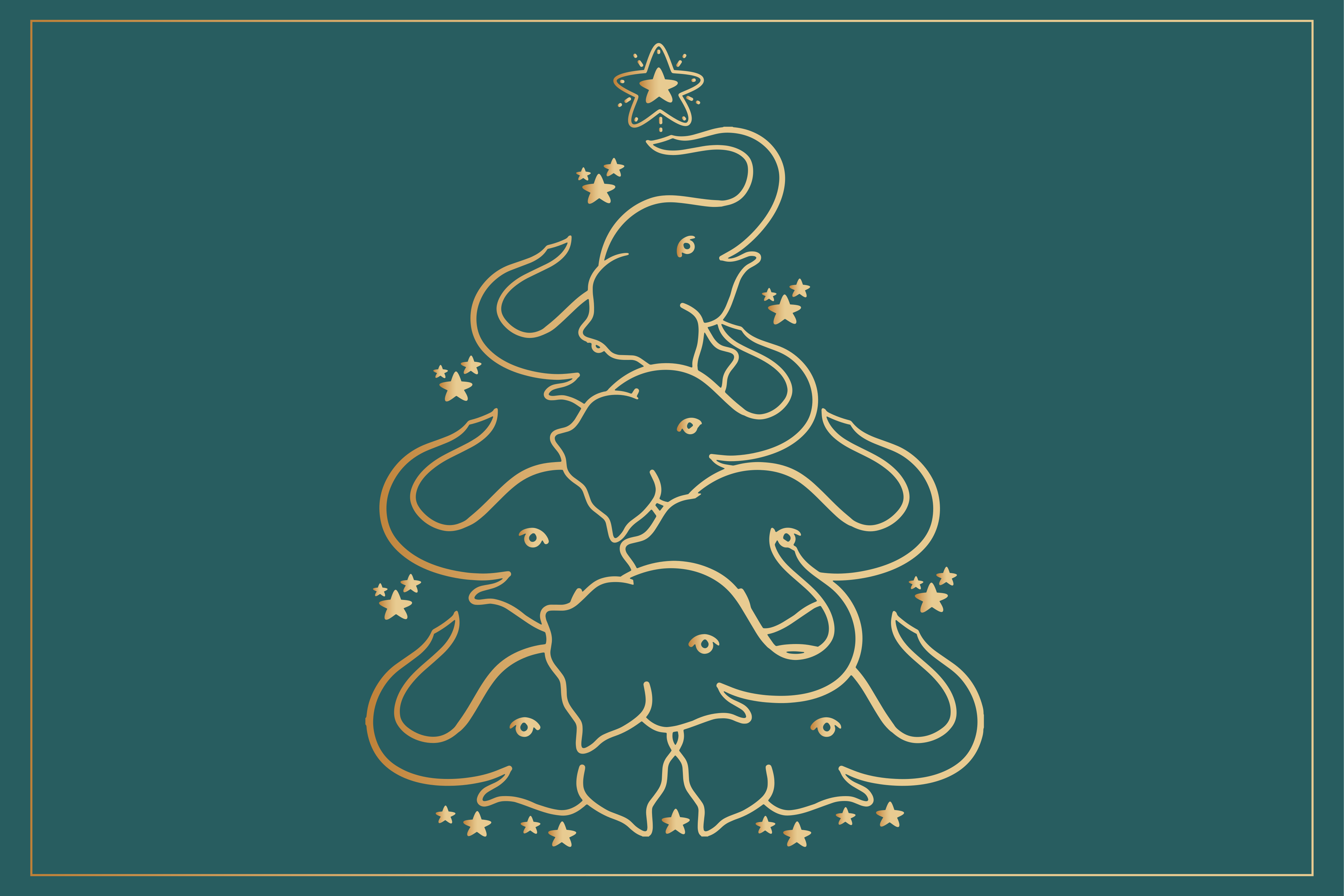 Individual de mesa navideño Árbol elefante elegante - TenVinilo