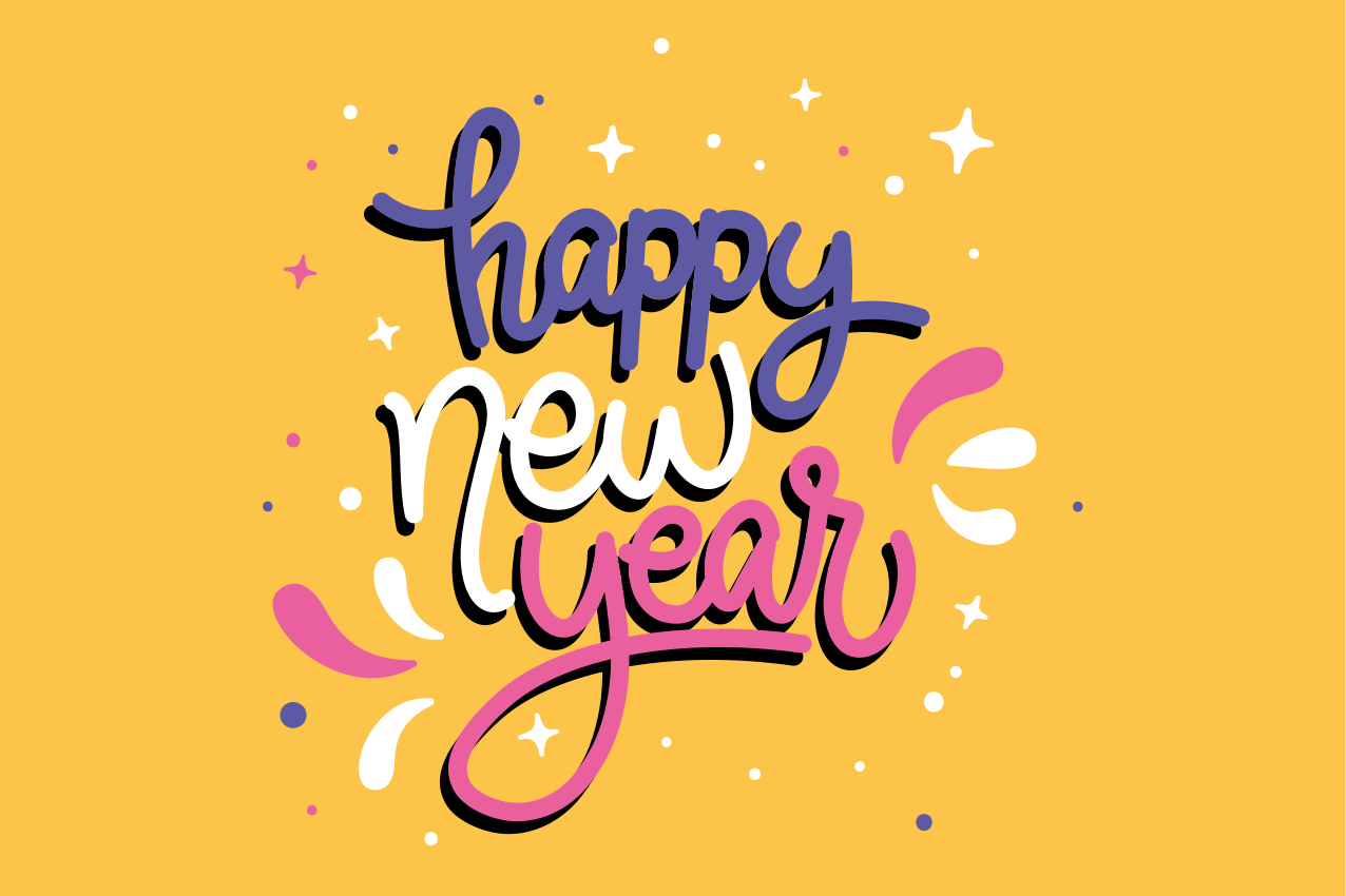 Individual de mesa navideño tipografía feliz año nuevo - TenVinilo