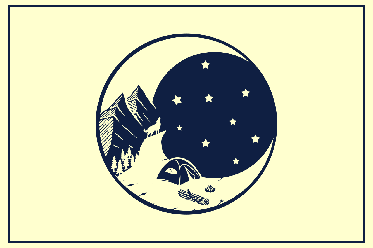 Individual mesa original escena de camping en montaña - TenVinilo