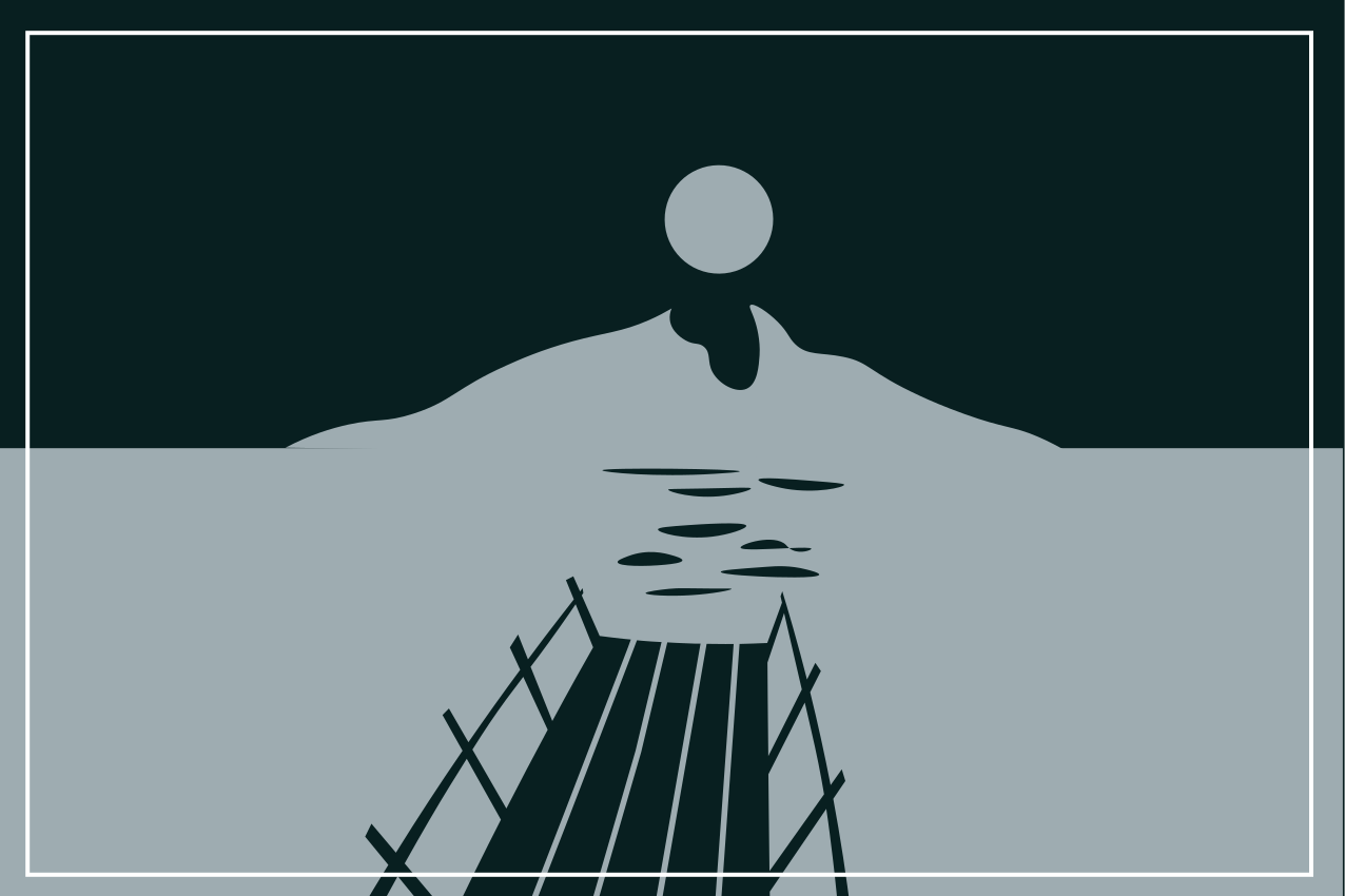 Individual mesa moderno puente sobre agua - TenVinilo