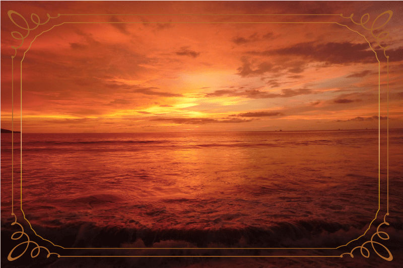 Individual mesa moderno vista marina crepuscular - TenVinilo