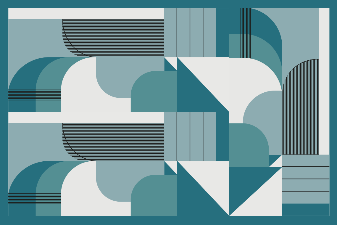 Individual mesa moderno patrones geométricos azul verdoso - TenVinilo