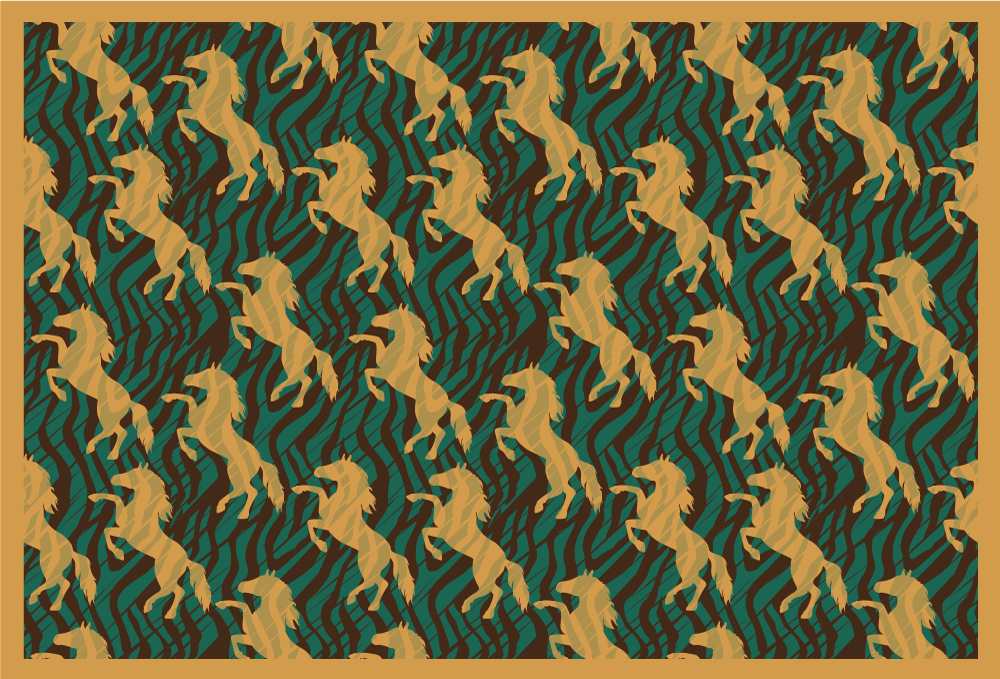 Mantel individual original Caballo verde y marrón estilo africano - TenVinilo