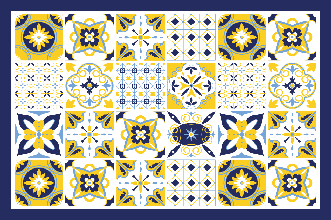 Individual de mesa patrón azulejos coloridos - TenVinilo