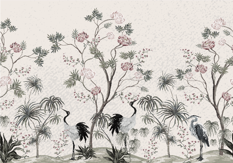 Individual de mesa infantil grúas entre flores - TenVinilo