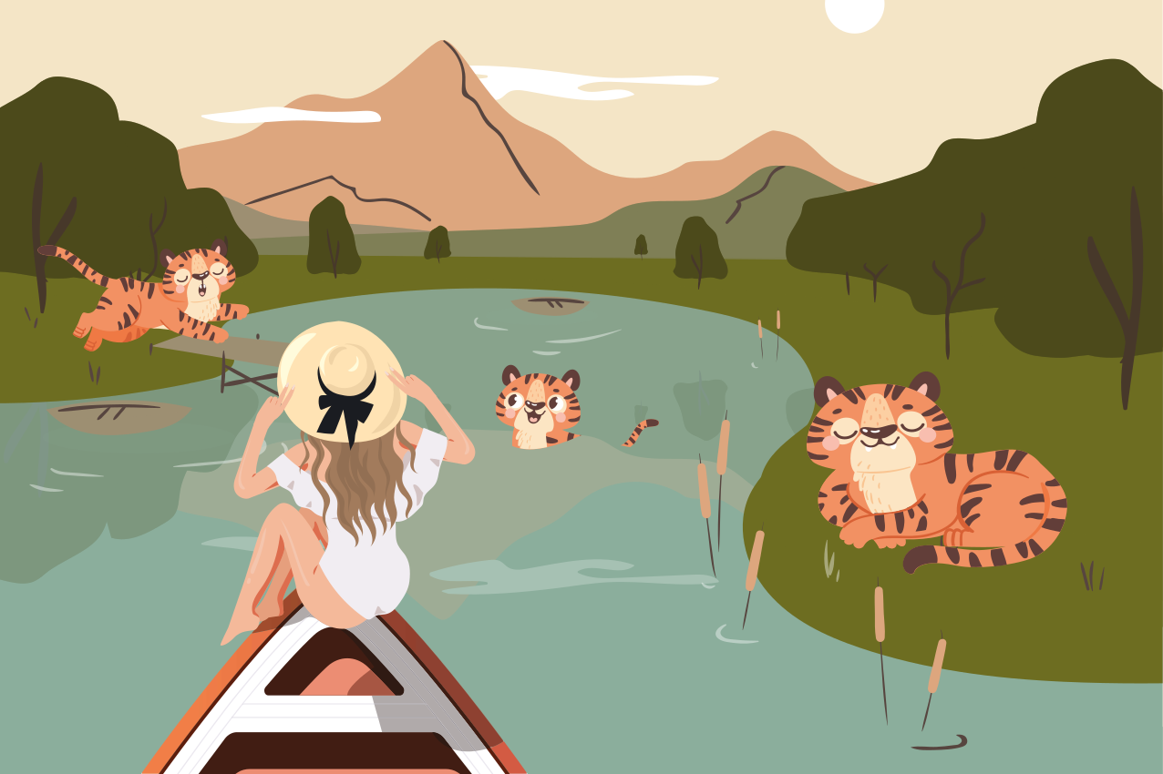 Individual de mesa infantil escena de tigres juguetones - TenVinilo