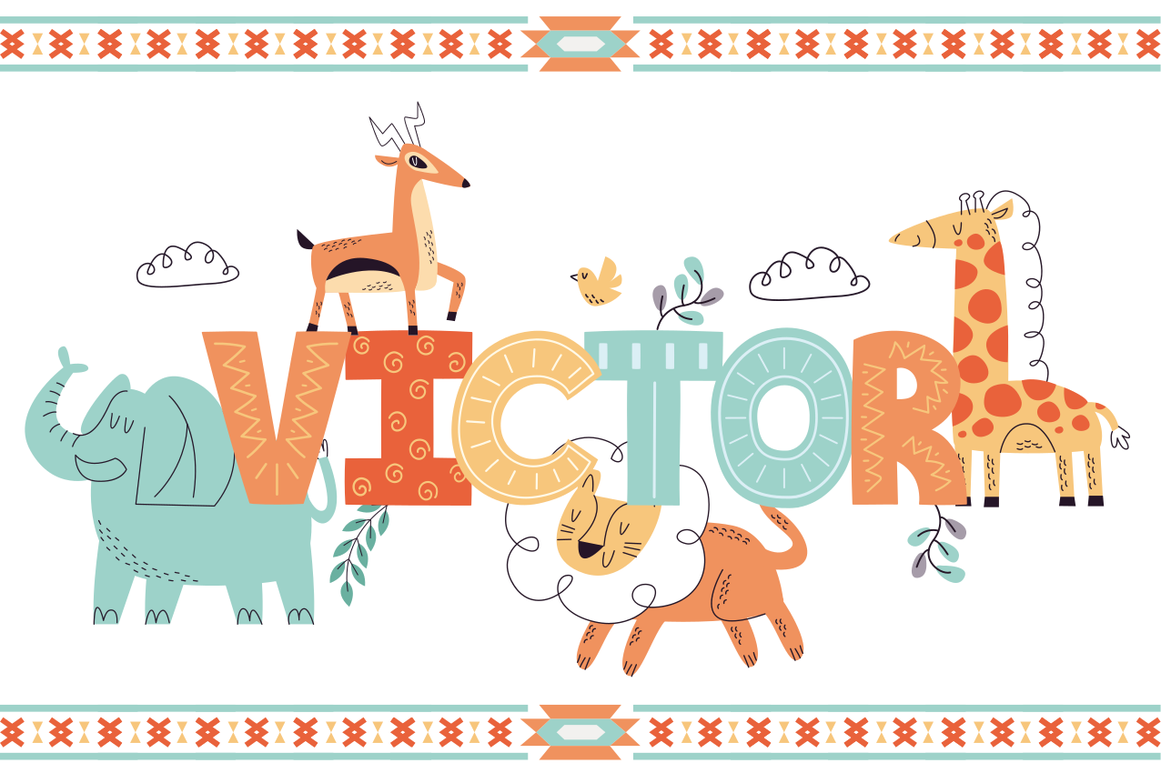 Individual de mesa infantil arte de nombre animal - TenVinilo