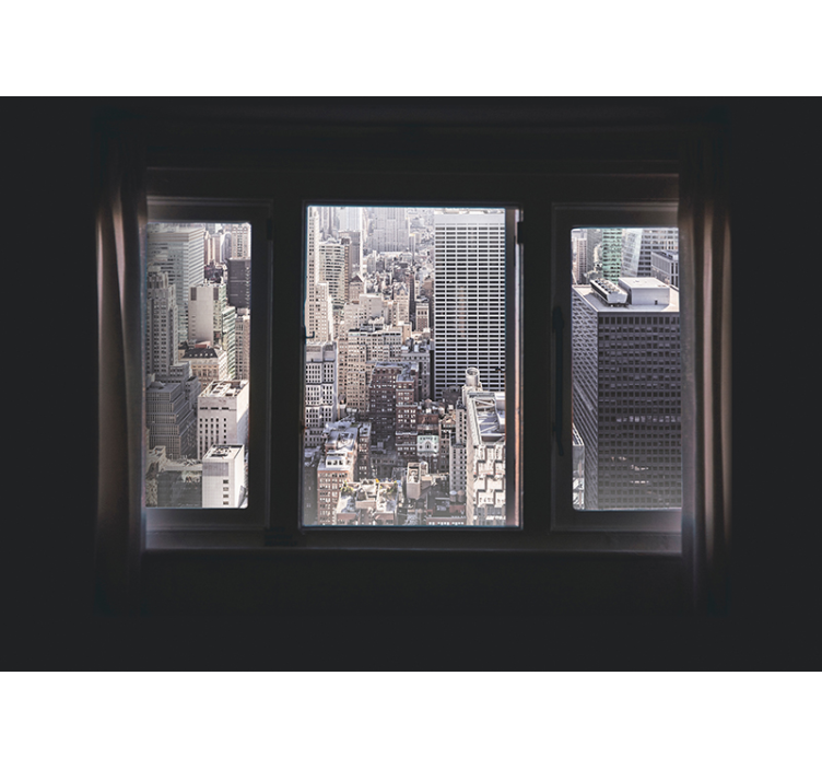 Fotomural 3D ventanas vistas a Nueva York - TenVinilo