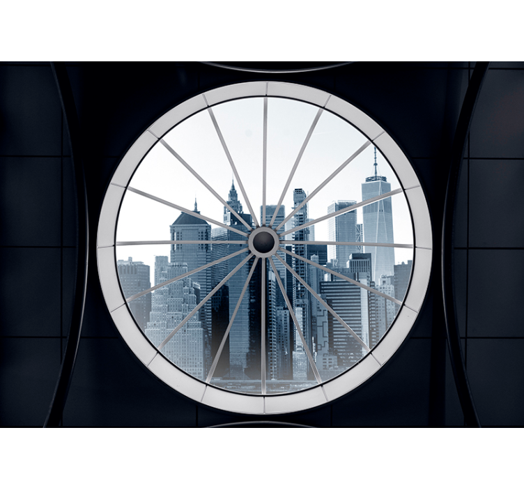 Fotomural 3D ventana vistas rascacielos NY - TenVinilo