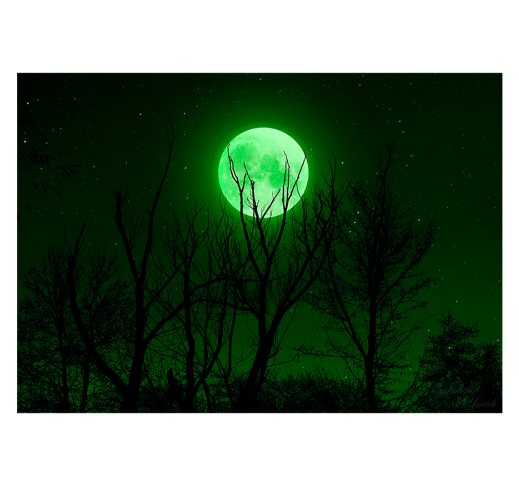 Fotomural de cielo con luna en color verde - TenVinilo