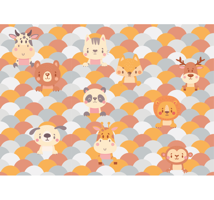 Mural de animales rostros de animales adorables - TenVinilo