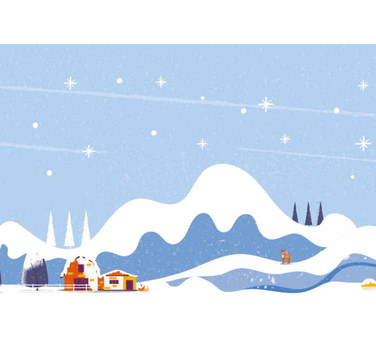 Murales infantiles Montañas nevadas con carpas - TenVinilo