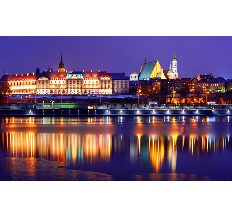 Mural ciudad reflexión del paisaje urbano histórico - TenVinilo