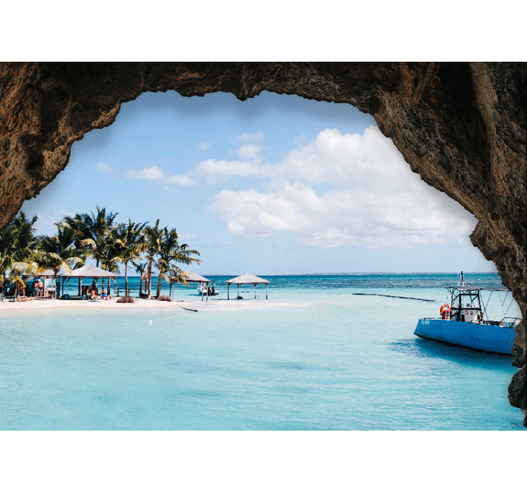 Fotomural 3D Mar paisaje de cueva - TenVinilo