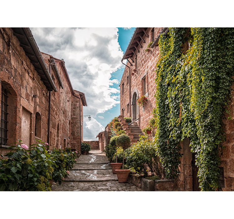 Mural ciudad encantadora calle italiana - TenVinilo