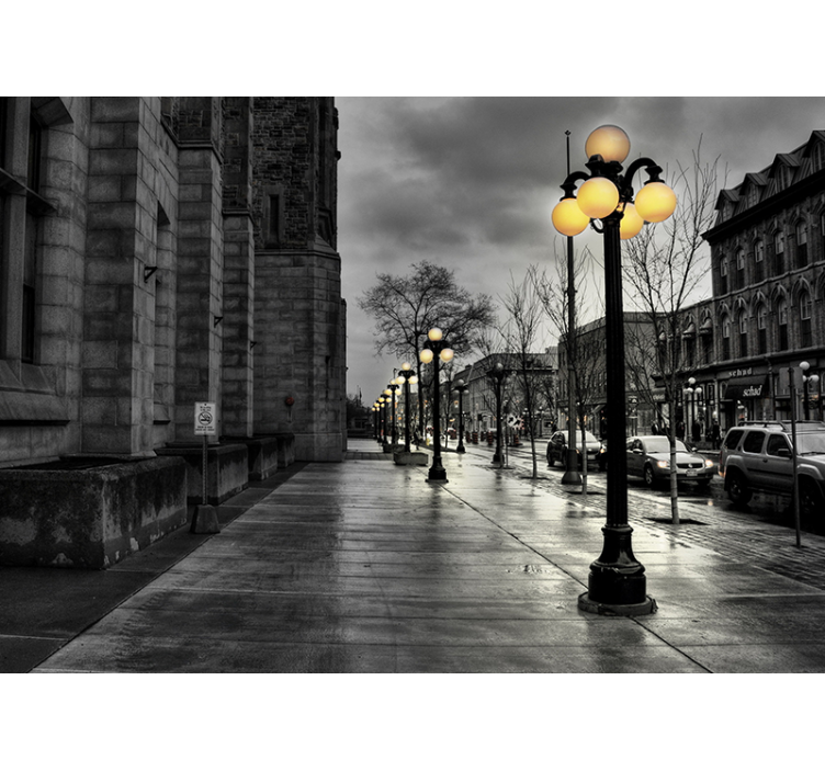 Mural ciudad escena nocturna urbana - TenVinilo